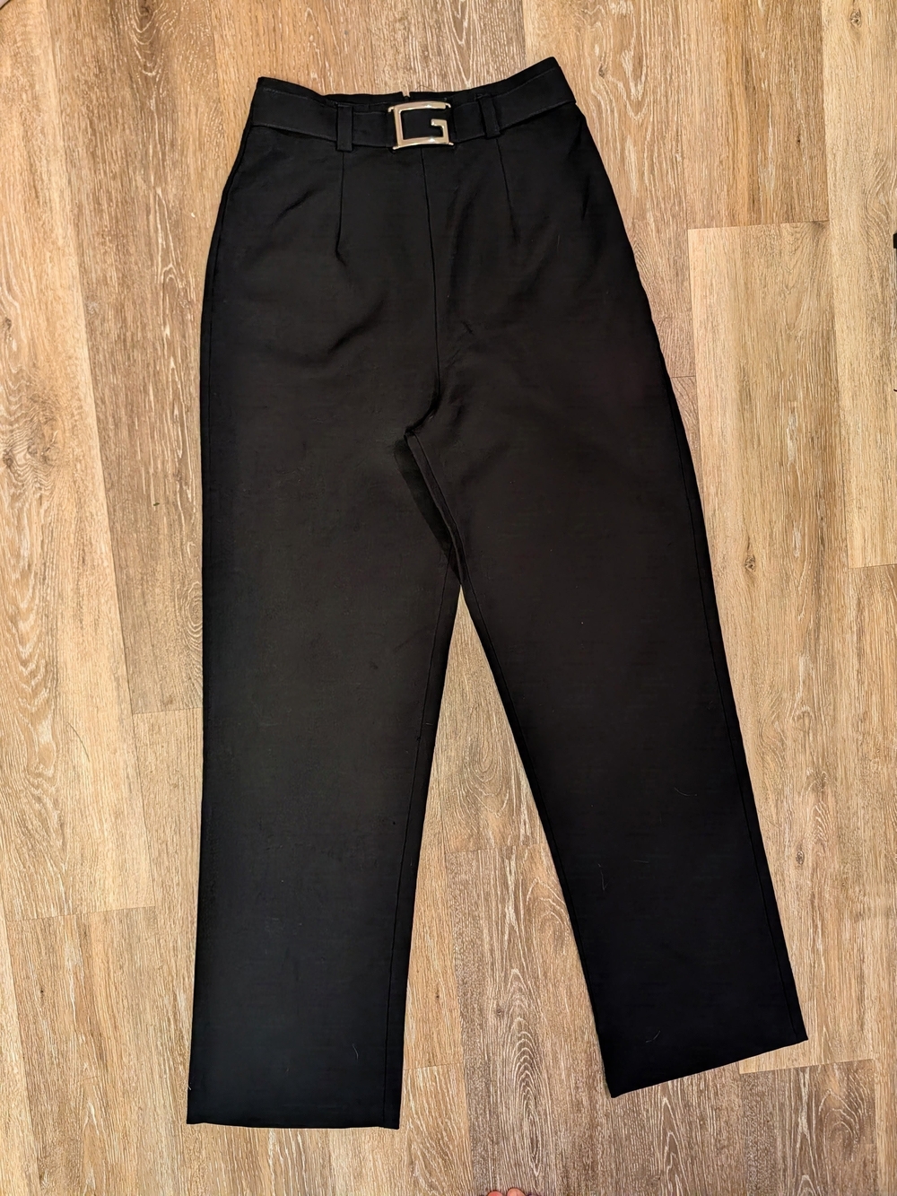 Womens Tailored Dress Pants with Gold Buckle